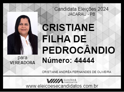 Candidato CRISTIANE FILHA PEDRO CÂNDIDO 2024 - JACARAÚ - Eleições