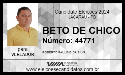 Candidato BETO DE CHICO 2024 - JACARAÚ - Eleições