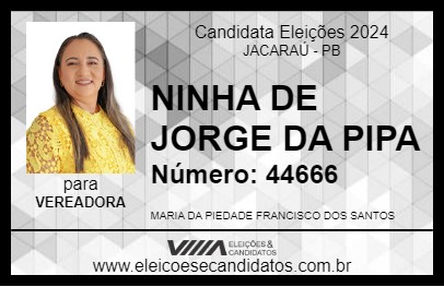 Candidato NINHA DE JORGE DA PIPA 2024 - JACARAÚ - Eleições