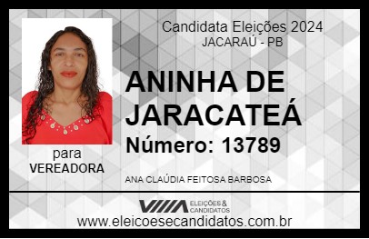 Candidato ANINHA DE JARACATEÁ 2024 - JACARAÚ - Eleições