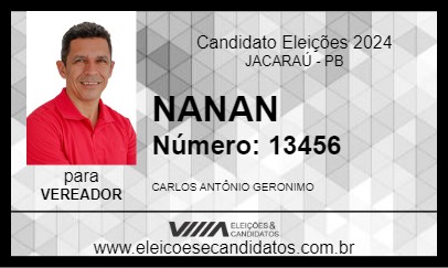 Candidato NANAN 2024 - JACARAÚ - Eleições