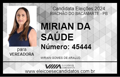 Candidato MIRIAN DA SAÚDE 2024 - RIACHÃO DO BACAMARTE - Eleições