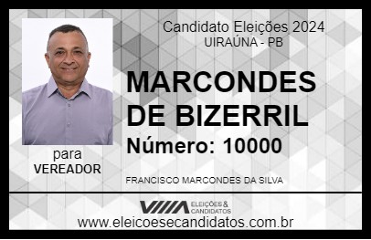 Candidato MARCONDES DE BIZERRIL 2024 - UIRAÚNA - Eleições