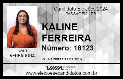 Candidato KALINE FERREIRA 2024 - PASSAGEM - Eleições