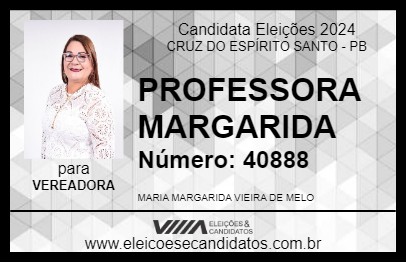 Candidato PROFESSORA MARGARIDA 2024 - CRUZ DO ESPÍRITO SANTO - Eleições