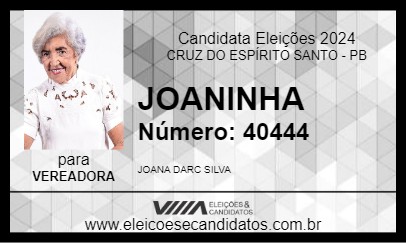 Candidato JOANINHA 2024 - CRUZ DO ESPÍRITO SANTO - Eleições