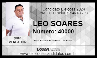 Candidato LEO SOARES 2024 - CRUZ DO ESPÍRITO SANTO - Eleições