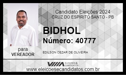 Candidato BIDHOL 2024 - CRUZ DO ESPÍRITO SANTO - Eleições