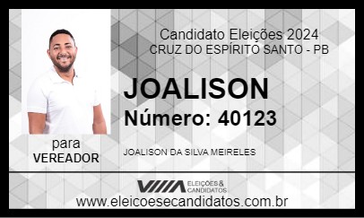 Candidato JOALISON 2024 - CRUZ DO ESPÍRITO SANTO - Eleições