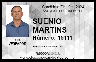 Candidato SUENIO MARTINS 2024 - SÃO JOSÉ DO BONFIM - Eleições