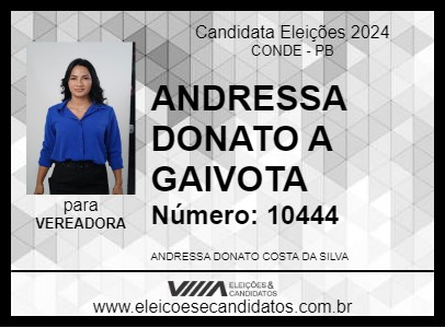 Candidato ANDRESSA DONATO A GAIVOTA 2024 - CONDE - Eleições