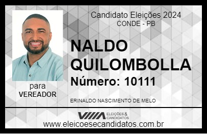 Candidato NALDO QUILOMBOLLA 2024 - CONDE - Eleições