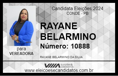 Candidato RAYANE BELARMINO 2024 - CONDE - Eleições