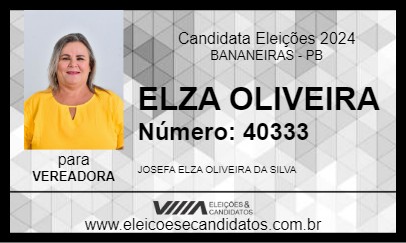 Candidato ELZA OLIVEIRA 2024 - BANANEIRAS - Eleições