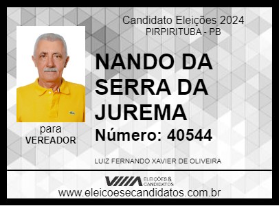 Candidato NANDO DA SERRA DA JUREMA 2024 - PIRPIRITUBA - Eleições