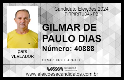 Candidato GILMAR DE PAULO DIAS 2024 - PIRPIRITUBA - Eleições