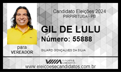 Candidato GIL DE LULU 2024 - PIRPIRITUBA - Eleições