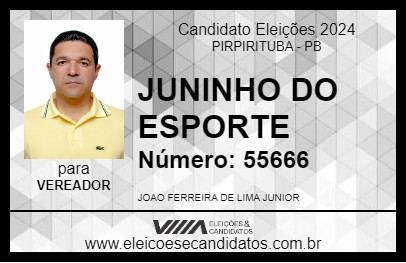 Candidato JUNINHO DO ESPORTE 2024 - PIRPIRITUBA - Eleições