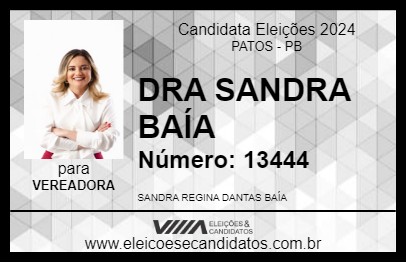 Candidato DRA SANDRA BAÍA 2024 - PATOS - Eleições