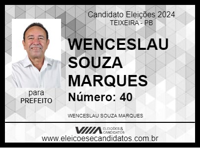 Candidato WENCESLAU SOUZA MARQUES 2024 - TEIXEIRA - Eleições