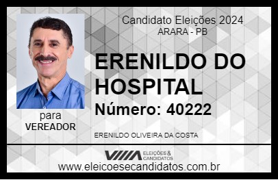 Candidato ERENILDO DO HOSPITAL 2024 - ARARA - Eleições