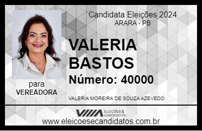 Candidato VALERIA BASTOS 2024 - ARARA - Eleições