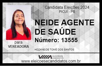 Candidato NEIDE AGENTE DE SAÚDE 2024 - PICUÍ - Eleições