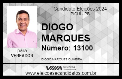 Candidato DIOGO MARQUES 2024 - PICUÍ - Eleições