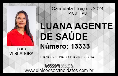 Candidato LUANA AGENTE DE SAÚDE 2024 - PICUÍ - Eleições