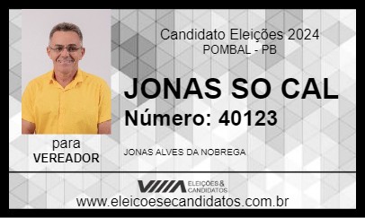 Candidato JONAS DO CAL 2024 - POMBAL - Eleições