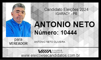 Candidato ANTONIO NETO 2024 - IGARACY - Eleições