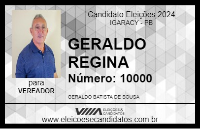 Candidato GERALDO REGINA 2024 - IGARACY - Eleições