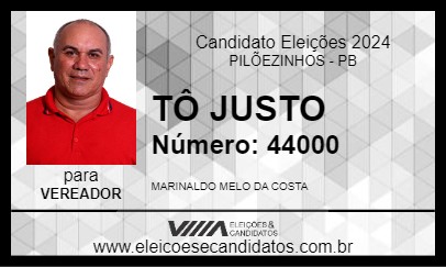 Candidato TÔ JUSTO 2024 - PILÕEZINHOS - Eleições