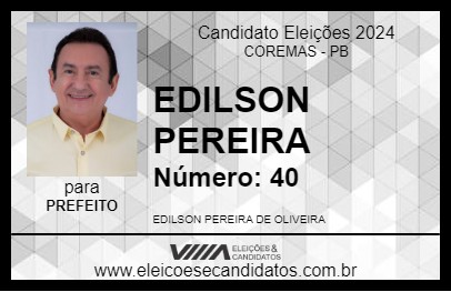 Candidato EDILSON PEREIRA 2024 - COREMAS - Eleições