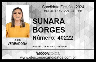 Candidato SUNARA BORGES 2024 - BREJO DOS SANTOS - Eleições