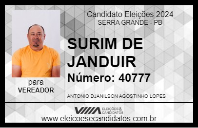 Candidato SURIM DE JANDUIR 2024 - SERRA GRANDE - Eleições