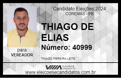 Candidato THIAGO DE ELIAS 2024 - COREMAS - Eleições