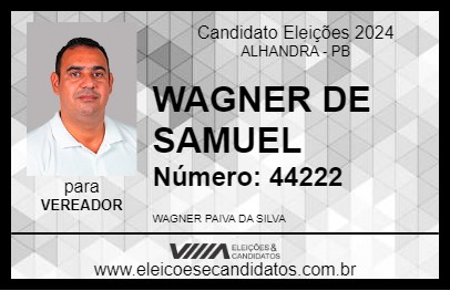 Candidato WAGNER DE SAMUEL 2024 - ALHANDRA - Eleições