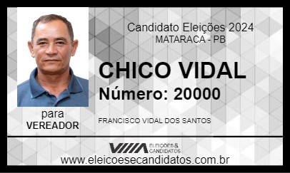 Candidato CHICO VIDAL 2024 - MATARACA - Eleições