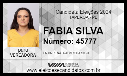 Candidato FABIA SILVA 2024 - TAPEROÁ - Eleições