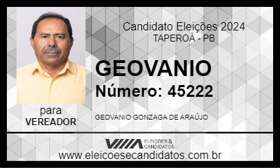 Candidato GEOVANIO 2024 - TAPEROÁ - Eleições