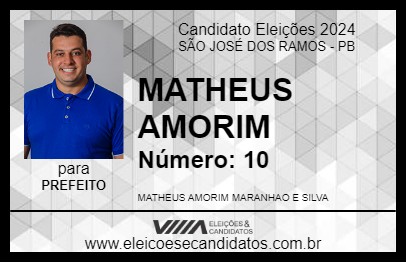 Candidato MATHEUS AMORIM 2024 - SÃO JOSÉ DOS RAMOS - Eleições