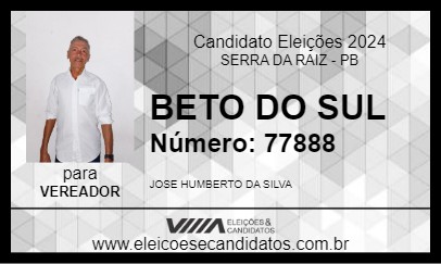 Candidato BETO DO SUL 2024 - SERRA DA RAIZ - Eleições