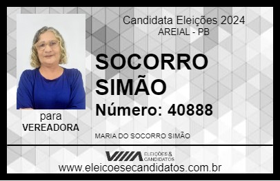 Candidato SOCORRO SIMÃO 2024 - AREIAL - Eleições