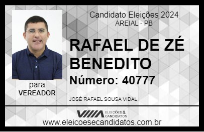 Candidato RAFAEL DE ZÉ BENEDITO 2024 - AREIAL - Eleições