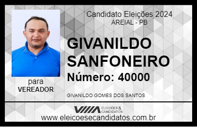 Candidato GIVANILDO SANFONEIRO 2024 - AREIAL - Eleições