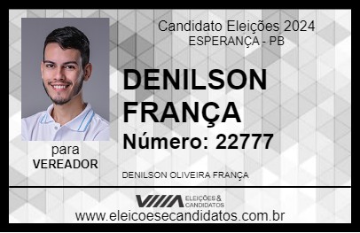 Candidato DENILSON FRANÇA 2024 - ESPERANÇA - Eleições