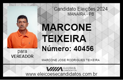 Candidato MARCONE TEIXEIRA 2024 - MANAÍRA - Eleições