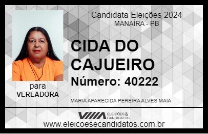 Candidato CIDA DO CAJUEIRO 2024 - MANAÍRA - Eleições