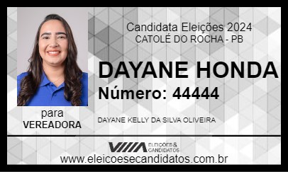 Candidato DAYANE HONDA 2024 - CATOLÉ DO ROCHA - Eleições